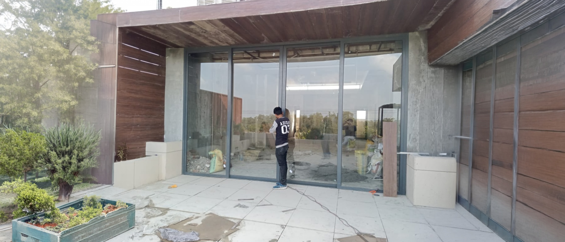 Glass sliding door installation